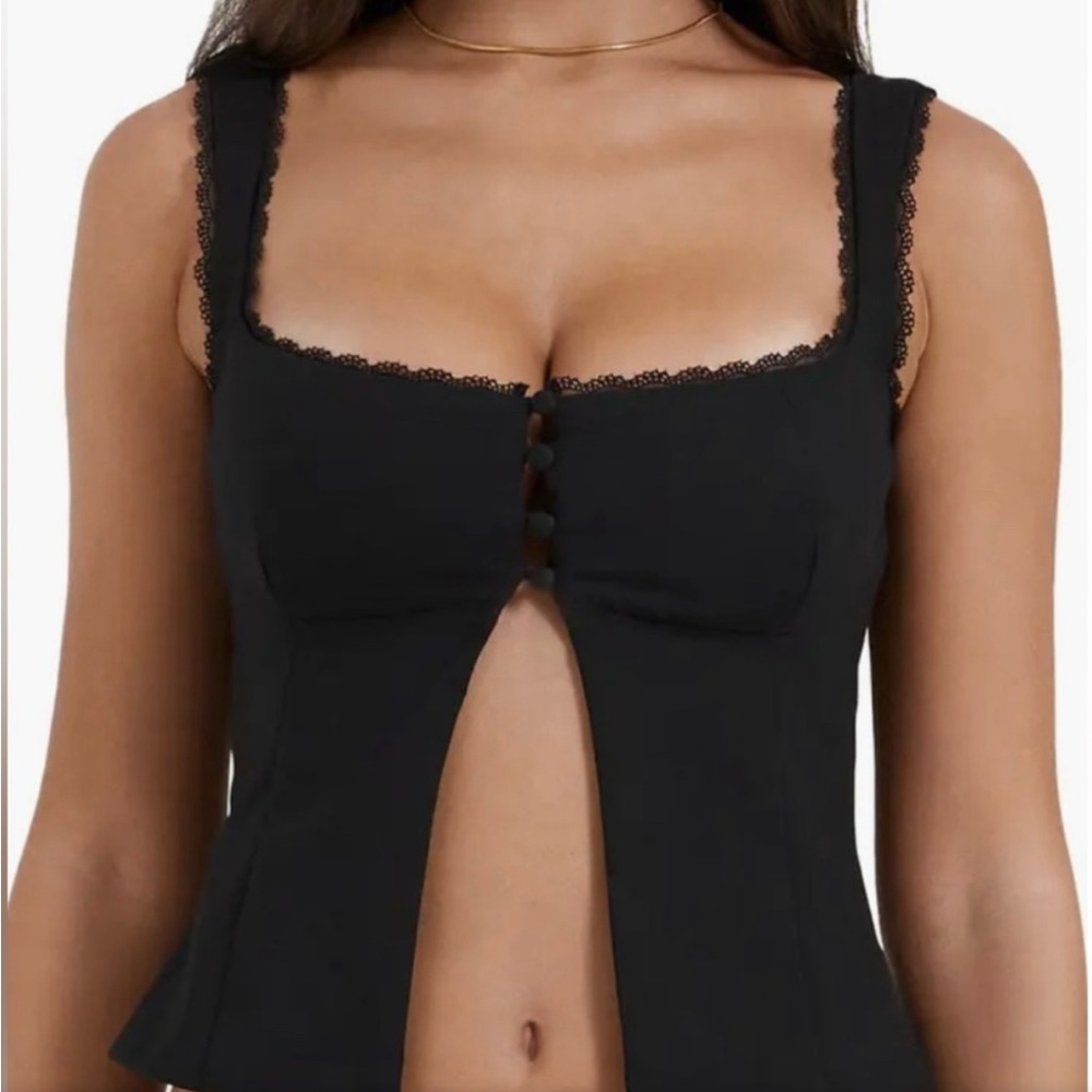 SOLD! House of CB Black Lace Trim Tank Top